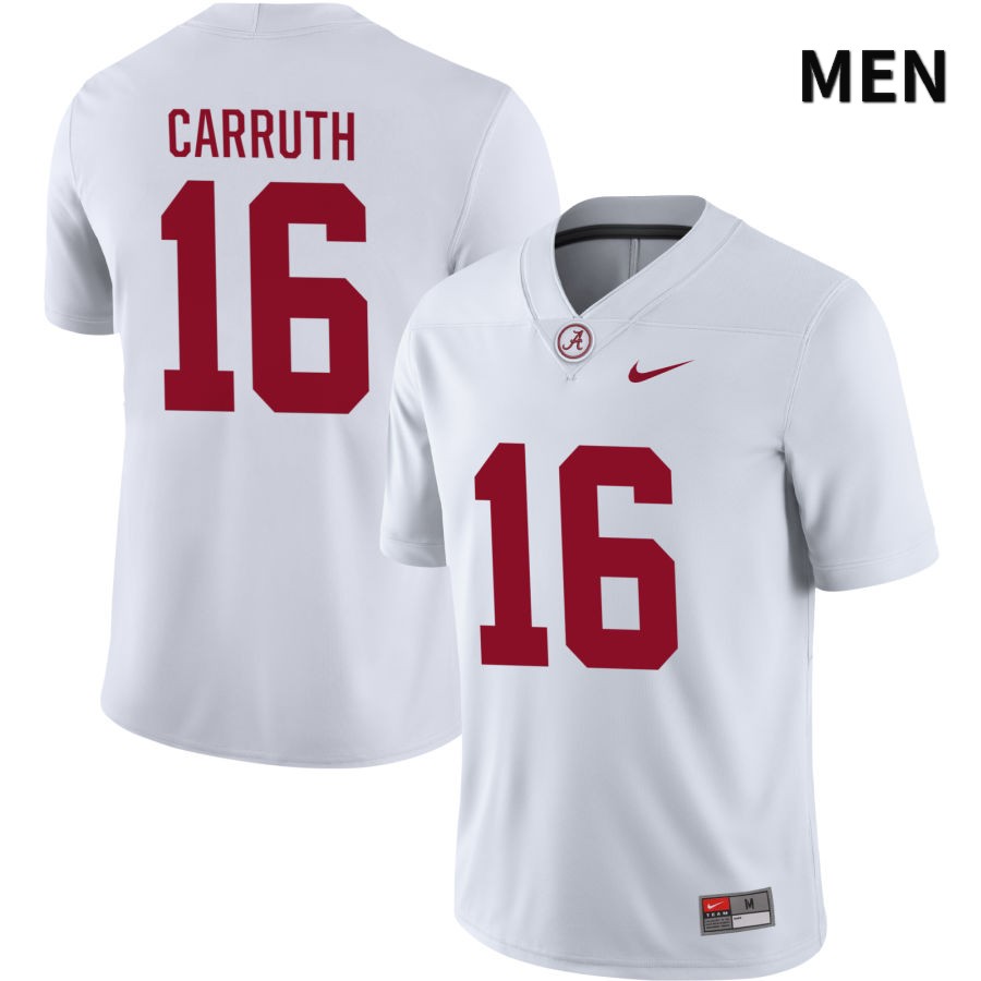 Alabama Crimson Tide Men's Cade Carruth #16 NIL White 2022 NCAA Authentic Stitched College Football Jersey BX16H78RY